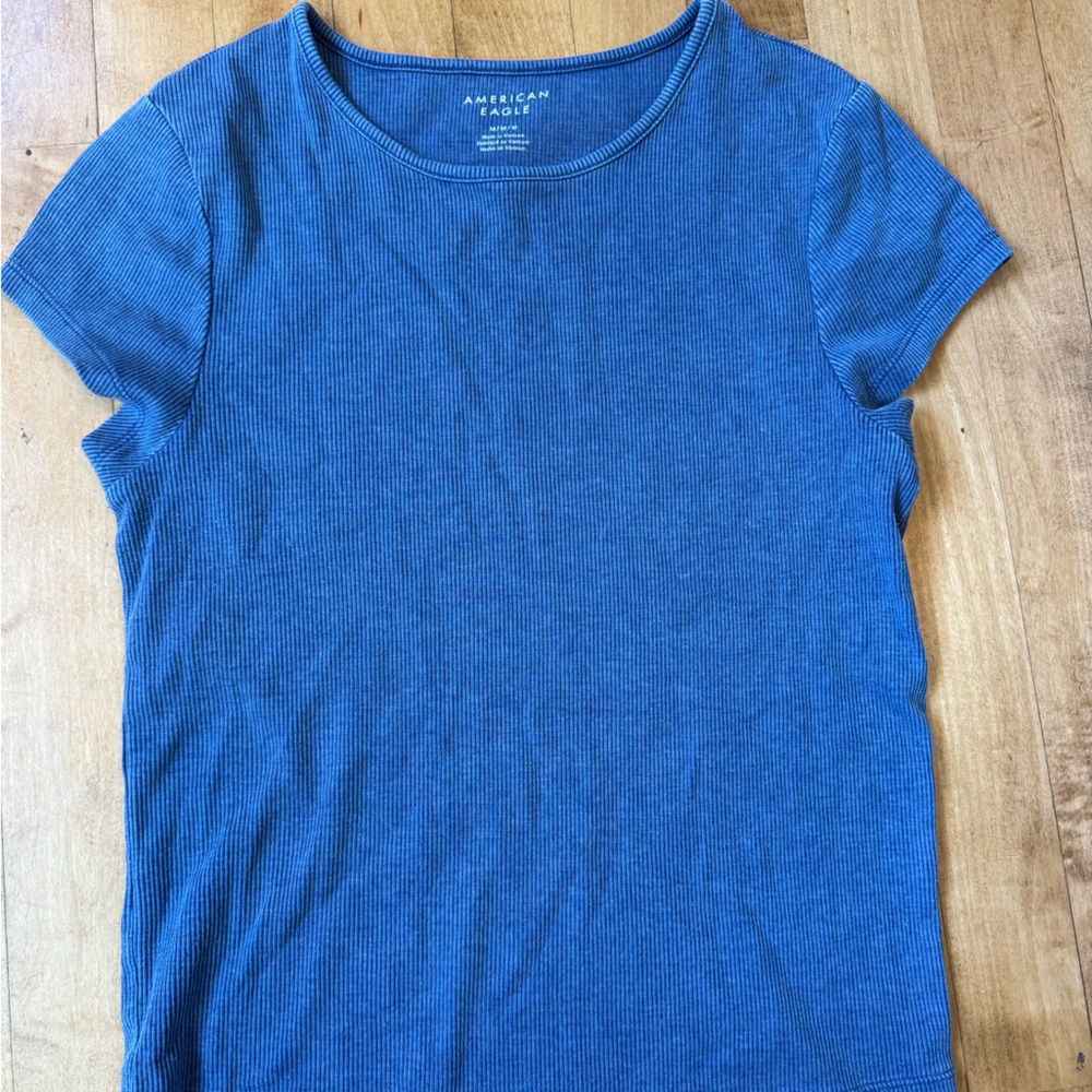 American Eagle Outfitters Fitted Blue Short Sleeve Tee